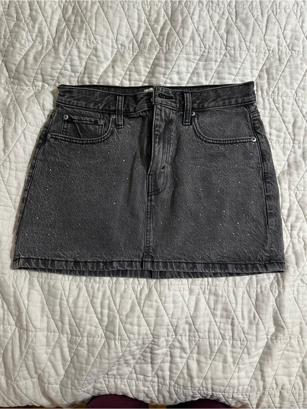 Abercrombie & Fitch Charcoal Black Speckled Denim Mini Skirt